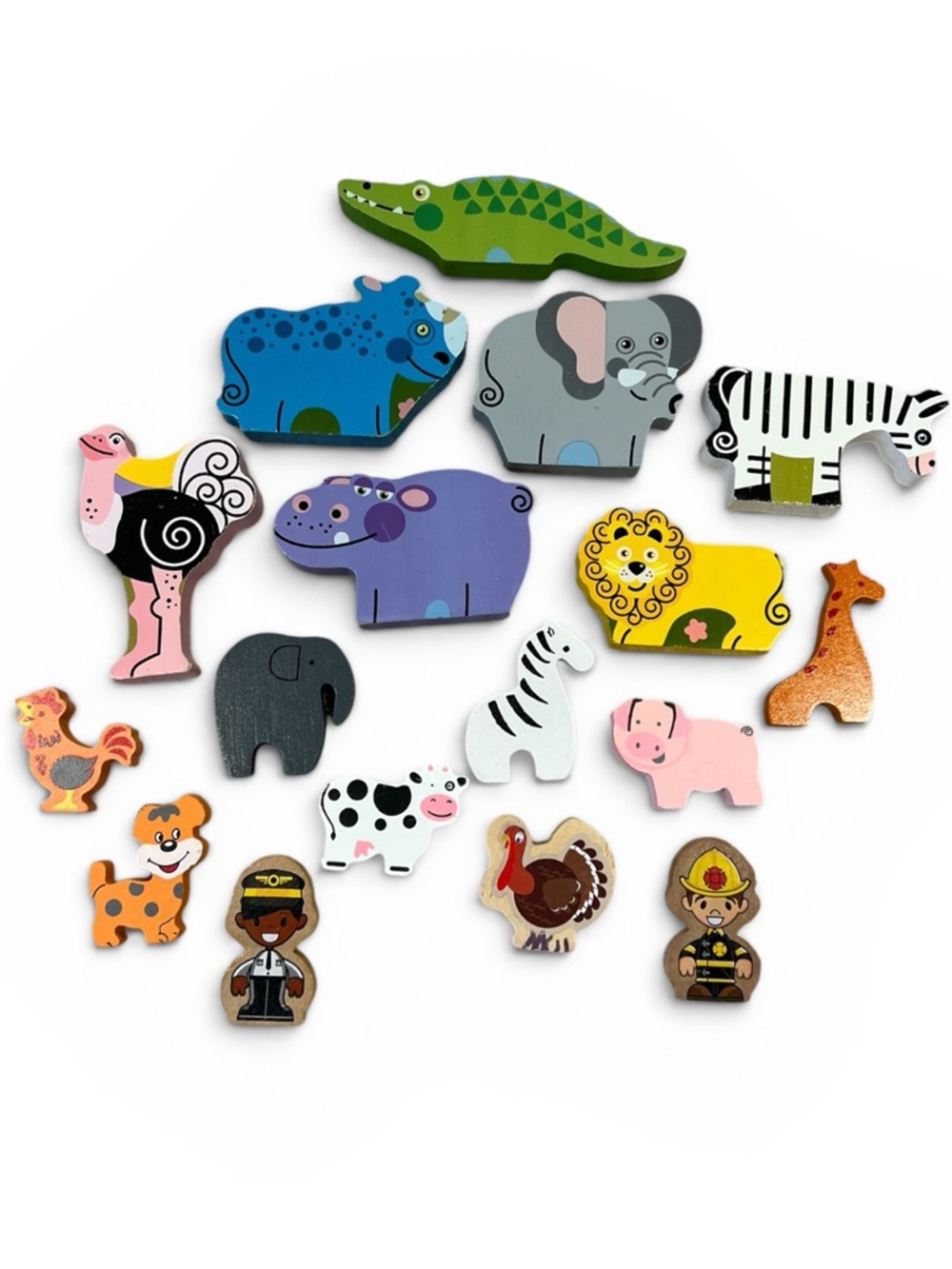 Melissa & Doug Wooden Puzzle Pieces Lot (17 pcs) Mixed Sets Animals & People